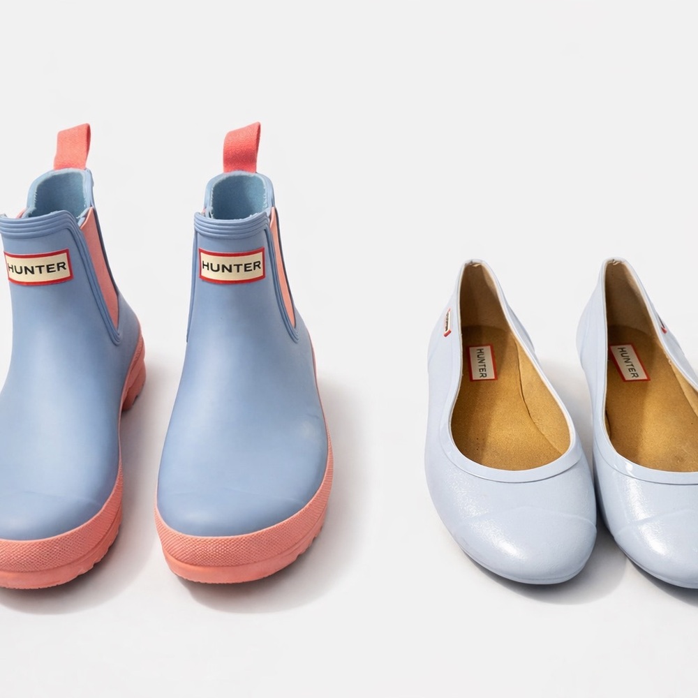 Hunter Kids Light Blue and Pink Boots with Flats